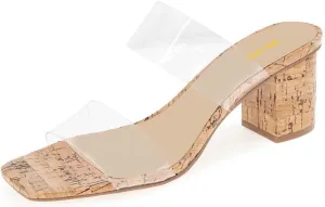 Women Open Square Toe Low Block Heel Sandals Transparent Double Straps Slip On Slide Mules Comfy Outdoor Leisure Shoes Size 4-16 US