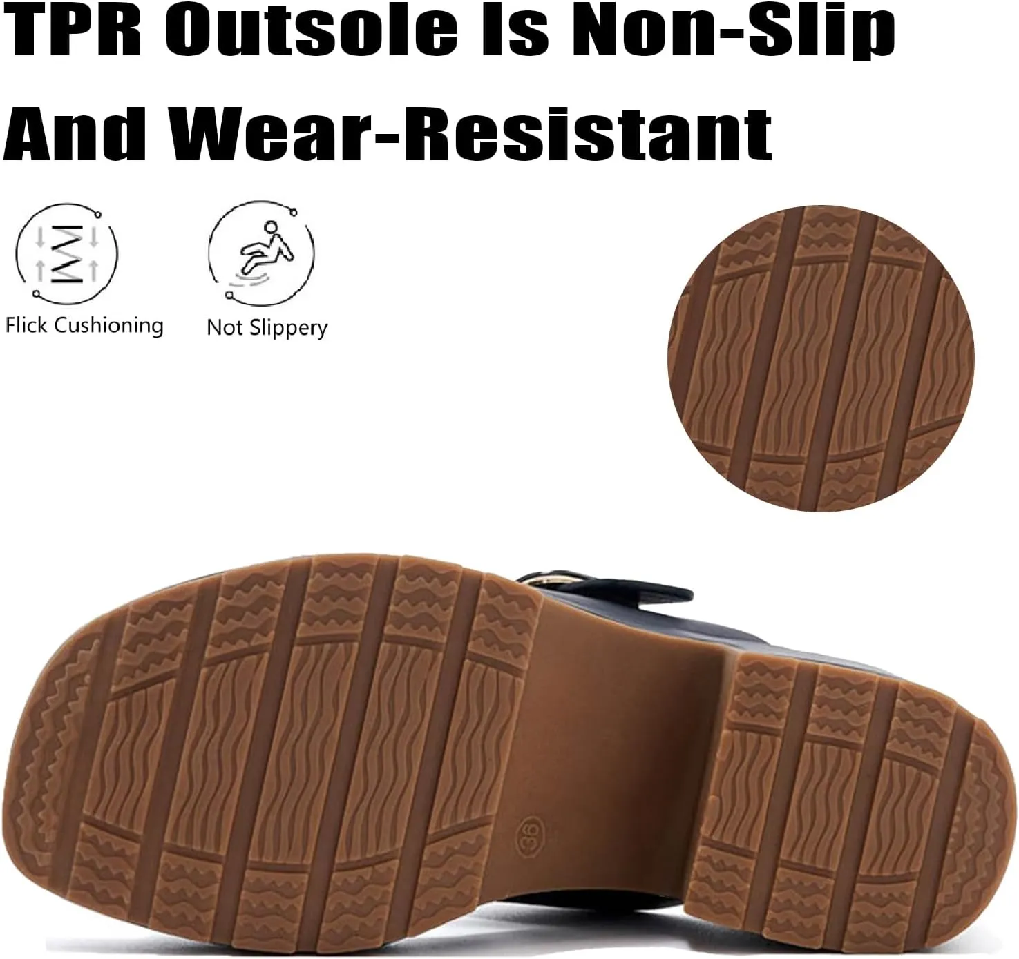 Women PU Platform Chunky Heel Square Open Toe Mules Sandals Fashion Block Heel Anti-slip Lug Sole Slip on Slides Sandals Adjustable Metal Buckles Lightweight Comfortable Summer Dress Sandals