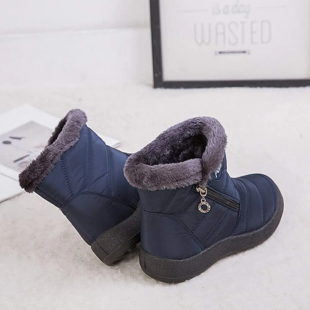 Women Snow Boots Waterproof Cloth: Mens Fur Lined Platform Boots Comfy Barefoot Shoes Hiking Boots Warm Winter Slip-Ons Wide Calf Grounded Footwear Mini Ankle Booties