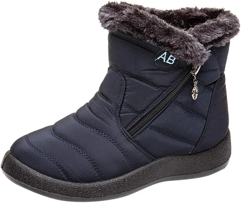 Women Snow Boots Waterproof Cloth: Mens Fur Lined Platform Boots Comfy Barefoot Shoes Hiking Boots Warm Winter Slip-Ons Wide Calf Grounded Footwear Mini Ankle Booties