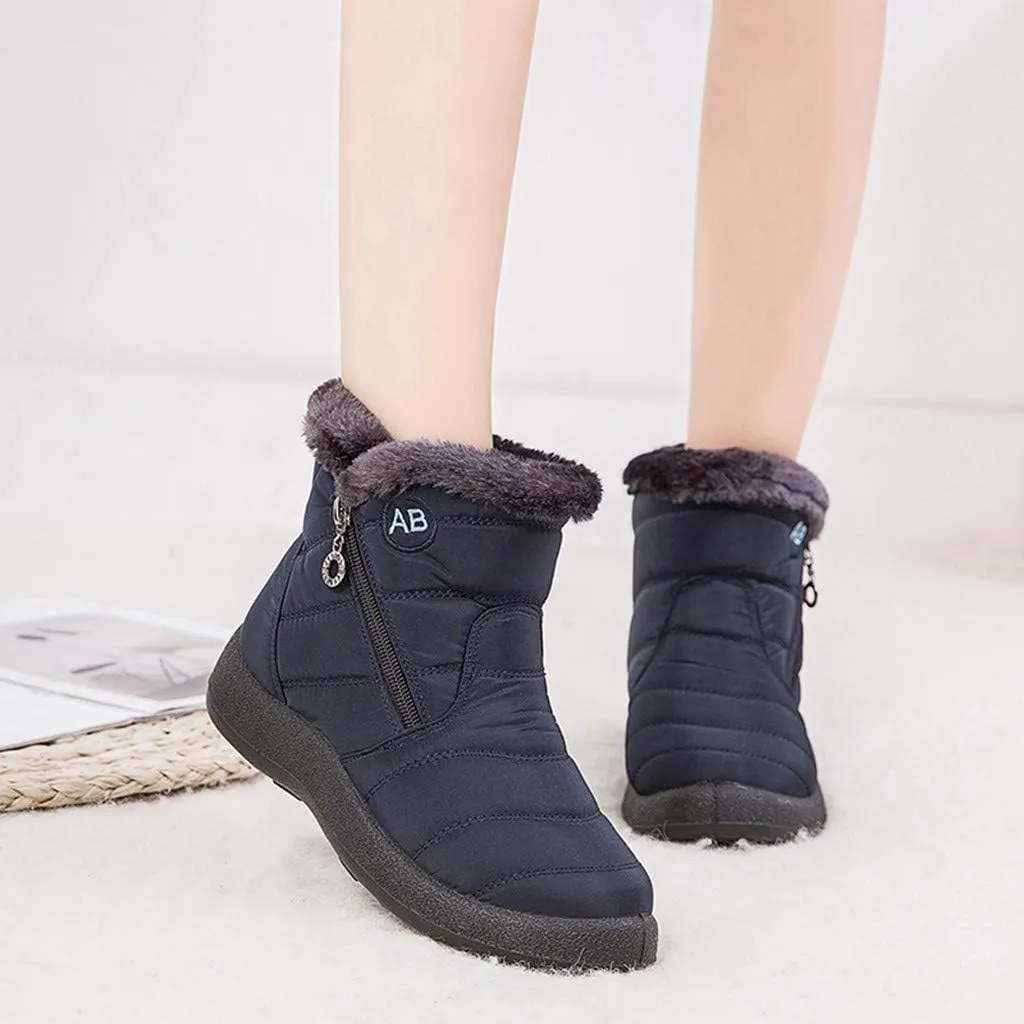 Women Snow Boots Waterproof Cloth: Mens Fur Lined Platform Boots Comfy Barefoot Shoes Hiking Boots Warm Winter Slip-Ons Wide Calf Grounded Footwear Mini Ankle Booties
