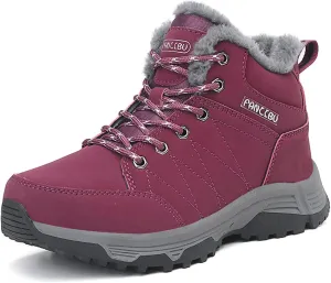 Women Waterproof Winter Ankle Snow Boots Non-Slip Hiking Boots with Warm Fur Lined Winter Walking Boots Sneakers Wide Width Outdoor