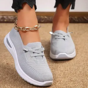 Women Woven Comfy Orthopedic Walking Shoes, 2025 New Women's Breathable Slip On Arch Support Non-Slip Sneakers with Arch Support Memory Foam Summer Running Footwear A-Grey,8