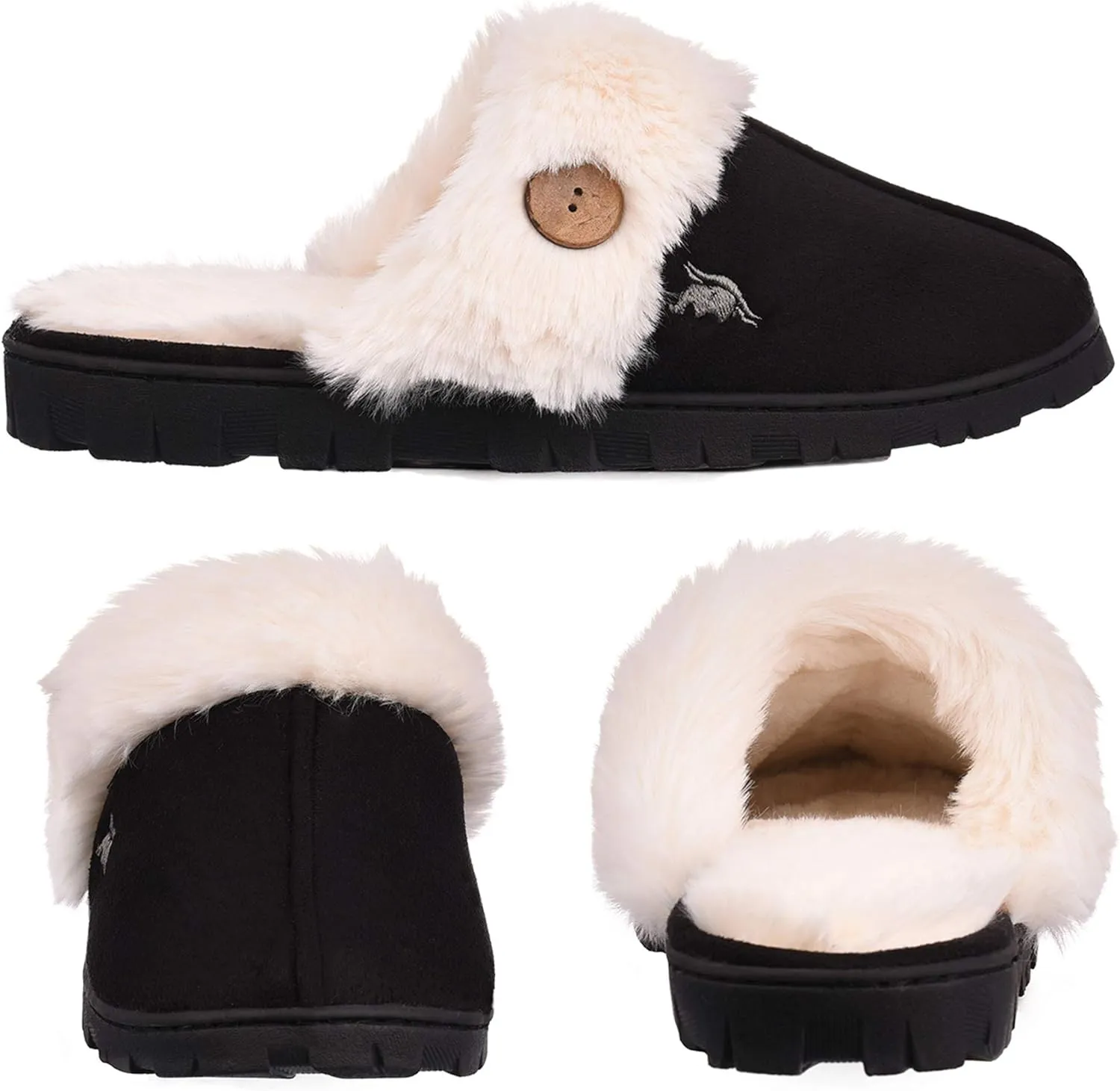 Womens 80-D Memory Foam Slippers Slip On Faux Fur Warm Winter Mules Fluffy Micro Suede Breathable Washable Indoor/Outdoor House Shoe w/Anti Slip Sole