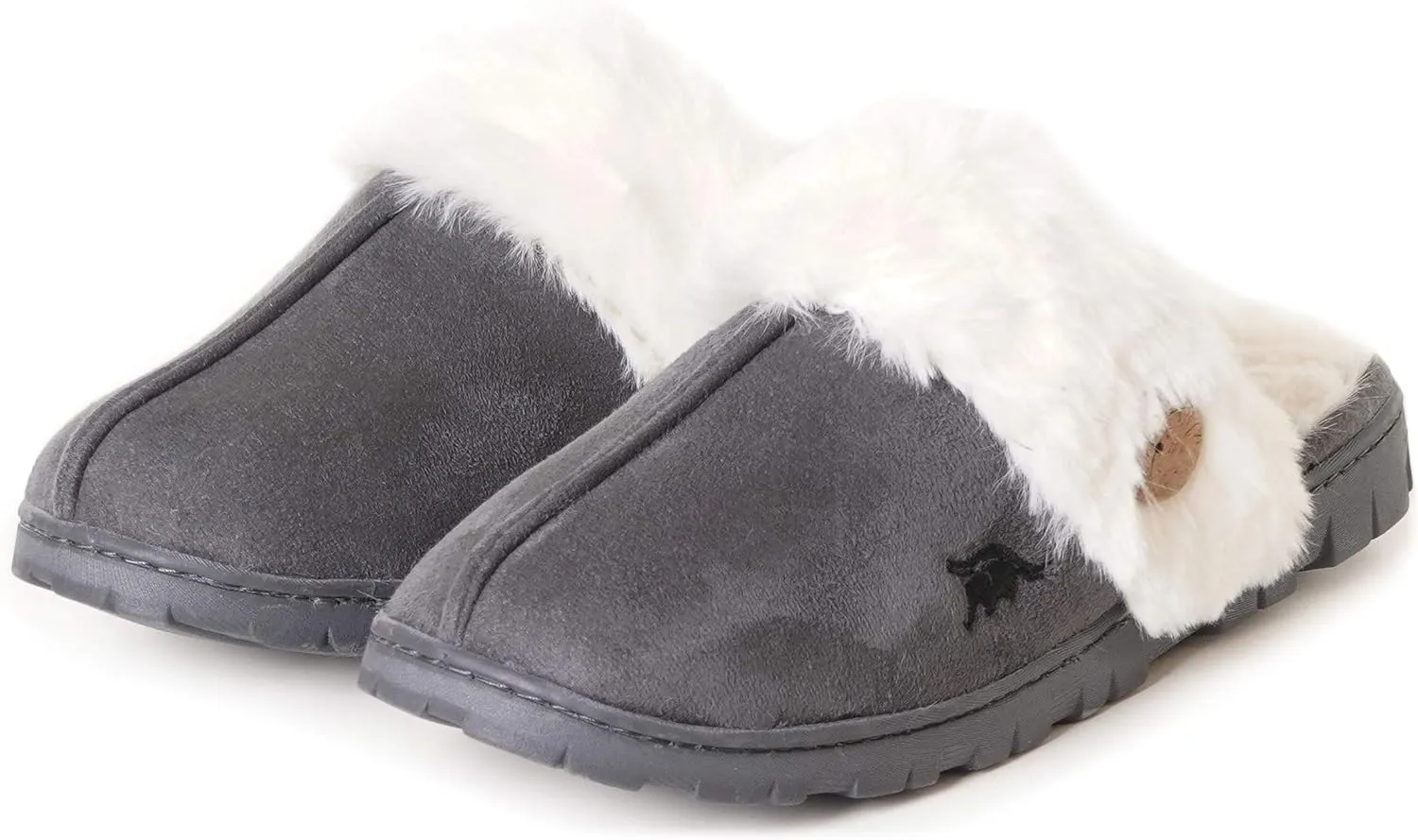 Womens 80-D Memory Foam Slippers Slip On Faux Fur Warm Winter Mules Fluffy Micro Suede Breathable Washable Indoor/Outdoor House Shoe w/Anti Slip Sole