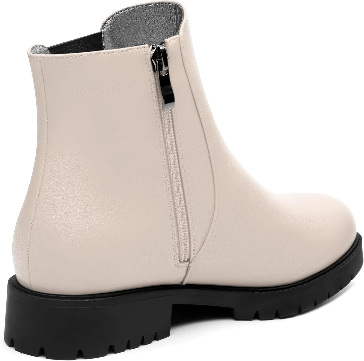 Womens Ankle Boots, Round Toe Low Chunky Heel Chelsea Boots for Women, Chelsea Ankle Booties with ELastic and Zipper 1"