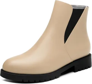 Womens Ankle Boots, Round Toe Low Chunky Heel Chelsea Boots for Women, Chelsea Ankle Booties with ELastic and Zipper 1"