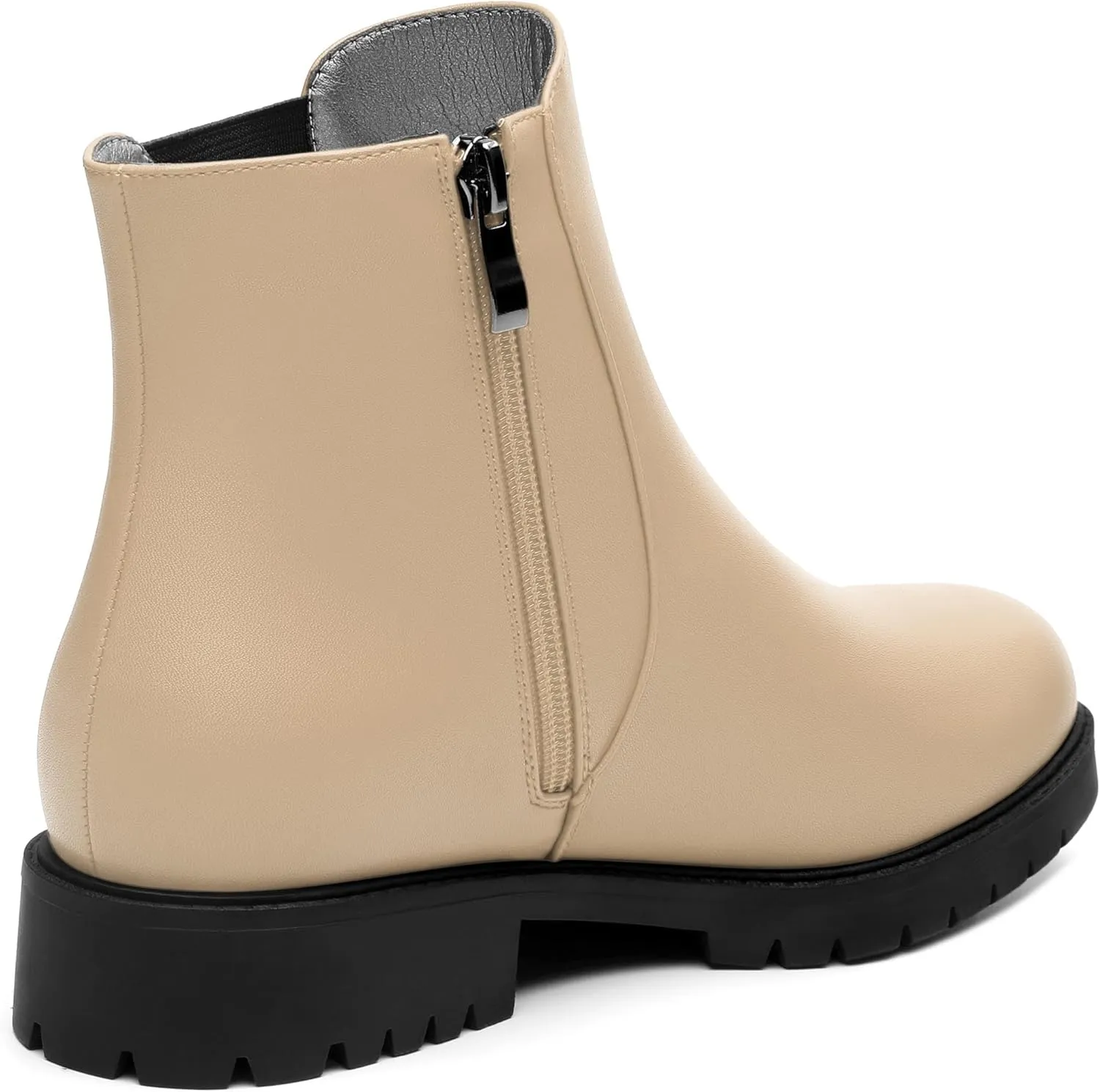 Womens Ankle Boots, Round Toe Low Chunky Heel Chelsea Boots for Women, Chelsea Ankle Booties with ELastic and Zipper 1"