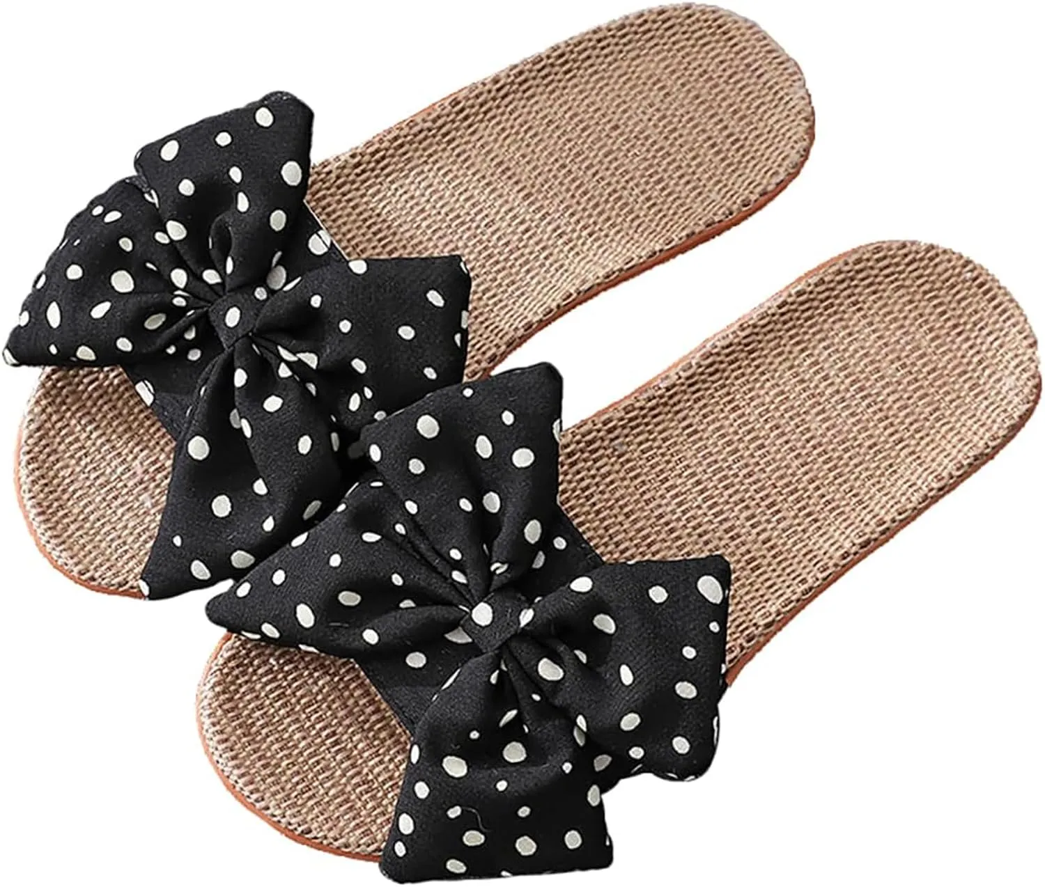 Women's Bow Knot Flat Sandals Breathable Summer House Slippers Casual Open Toe Slip On Sandal Non-Slip Cozy Indoor Slipper Flats Comfortable Beach Slide Sandals
