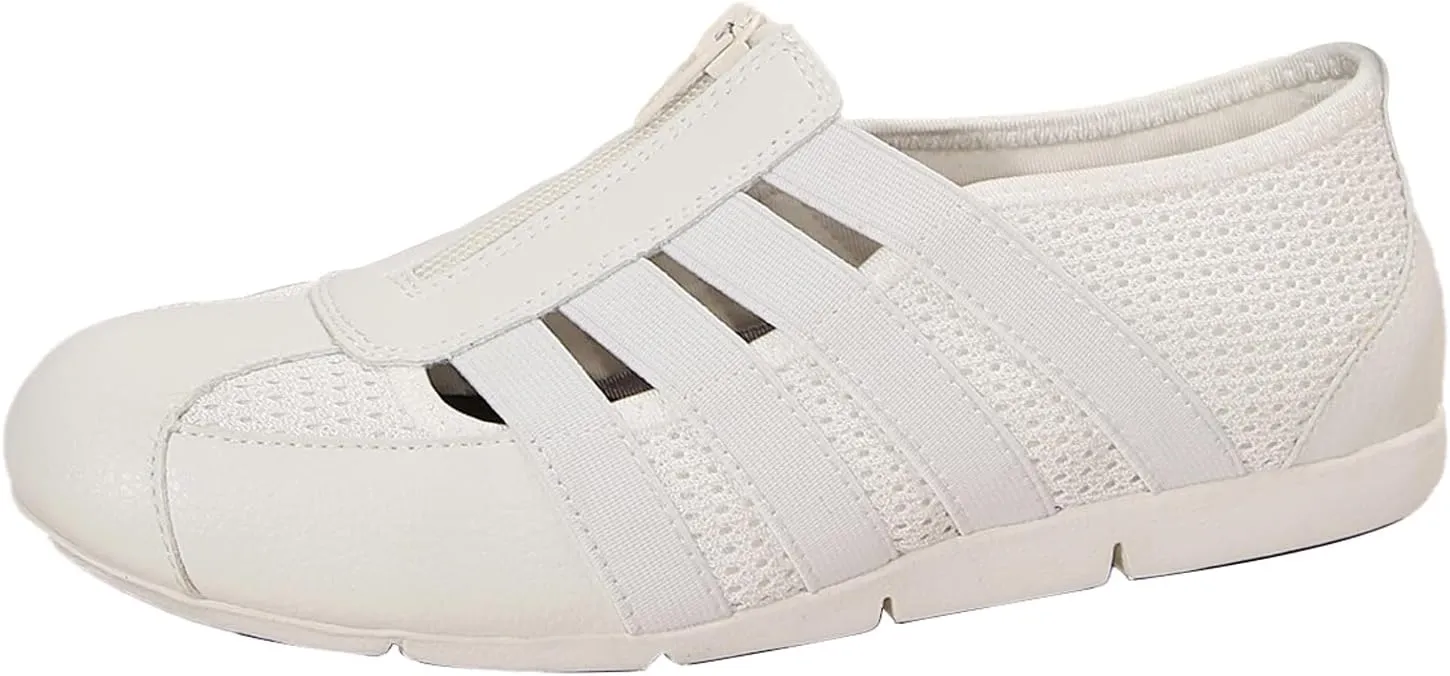 Women's Brethable Slip-on Loafers Lightweight Mesh Fashion Walking Shoes Low Top Casual Sneaker for Women with Zipper