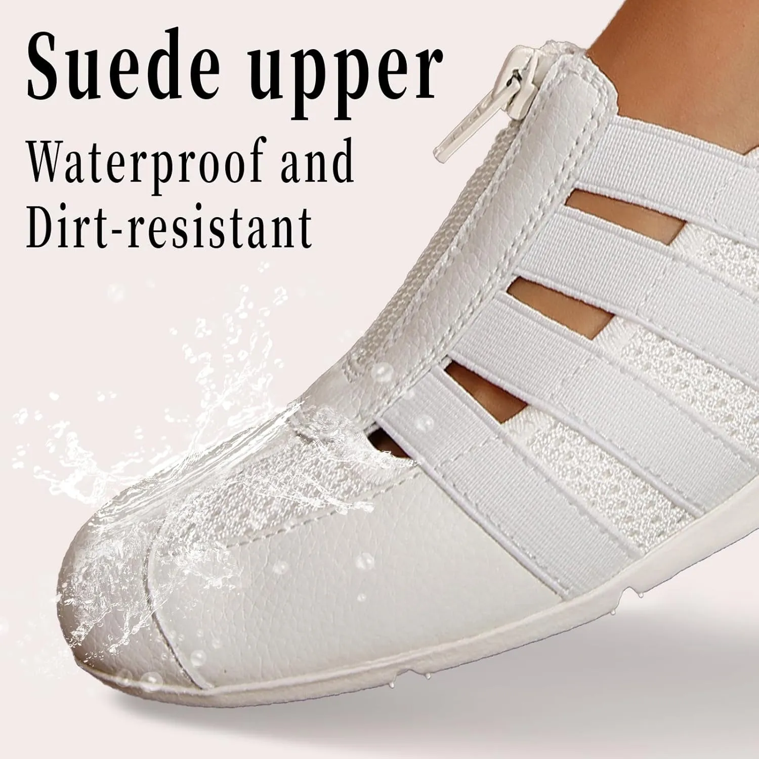 Women's Brethable Slip-on Loafers Lightweight Mesh Fashion Walking Shoes Low Top Casual Sneaker for Women with Zipper