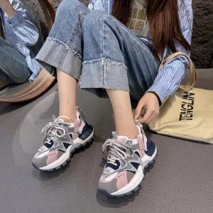 Women's Casual Fashion Sneakers - Low-Top Lace-Up Sports Shoes, All-Season Comfort, Plain Toe Design,