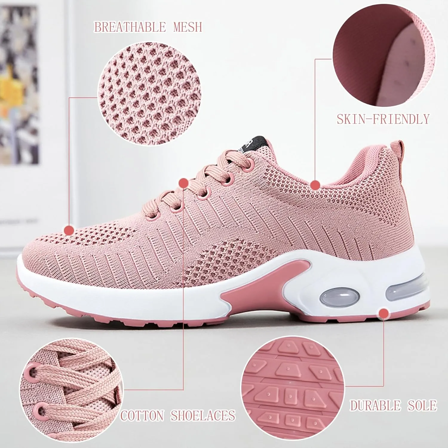 Women's Casual Sneakers – Lightweight, Breathable Non-Slip Walking Shoes for Work, Nursing, Running, and Everyday Use