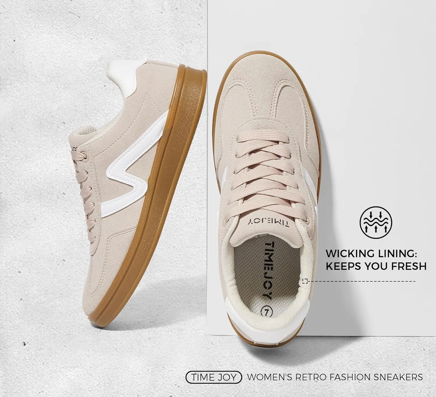 Women's Classic Retro Fashion Sneakers with Gum Sole Trendy Low Top Casual Shoes for Daily Wear, Walking & Outfits