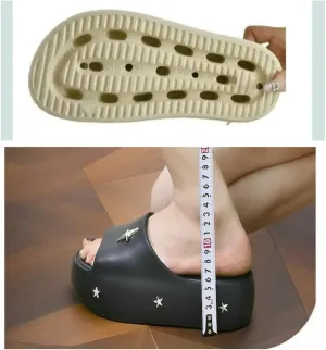 Women's Clogs Summer High Heel Chain Slippers Women's Thick Bottom Open Toe Beach Shoes Metal Mules-White-39-40