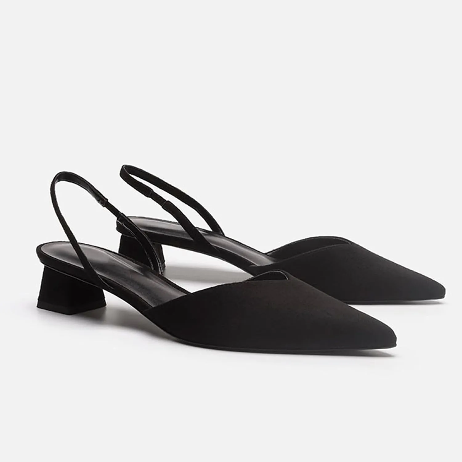 Women's Closed Pointed Toe Mules Sandal,Slingback Slip On Wedding Dress Pumps Fashion Chunky Heels Dress Shoes
