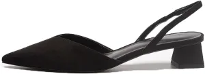 Women's Closed Pointed Toe Mules Sandal,Slingback Slip On Wedding Dress Pumps Fashion Chunky Heels Dress Shoes