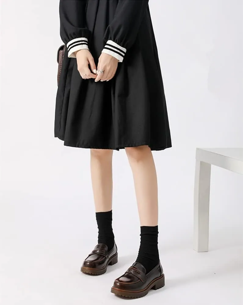 Women's Cowhide Leather Penny Loafers Mori Girl JK Uniform Dress Shoes