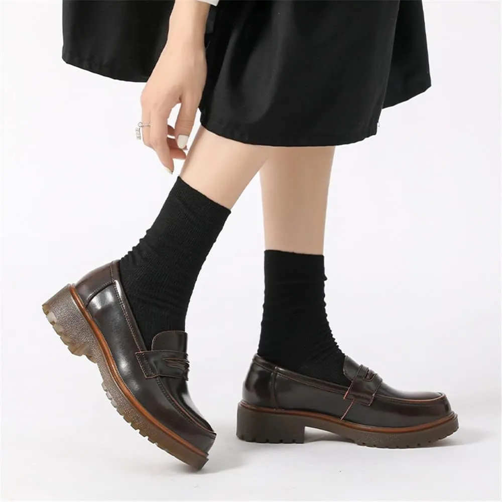 Women's Cowhide Leather Penny Loafers Mori Girl JK Uniform Dress Shoes