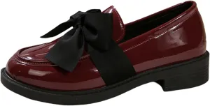Women's Fashion Leather Bow Solid Color Casual Shoes Temperament A Slip On Shoes Casual Shoes Below 500