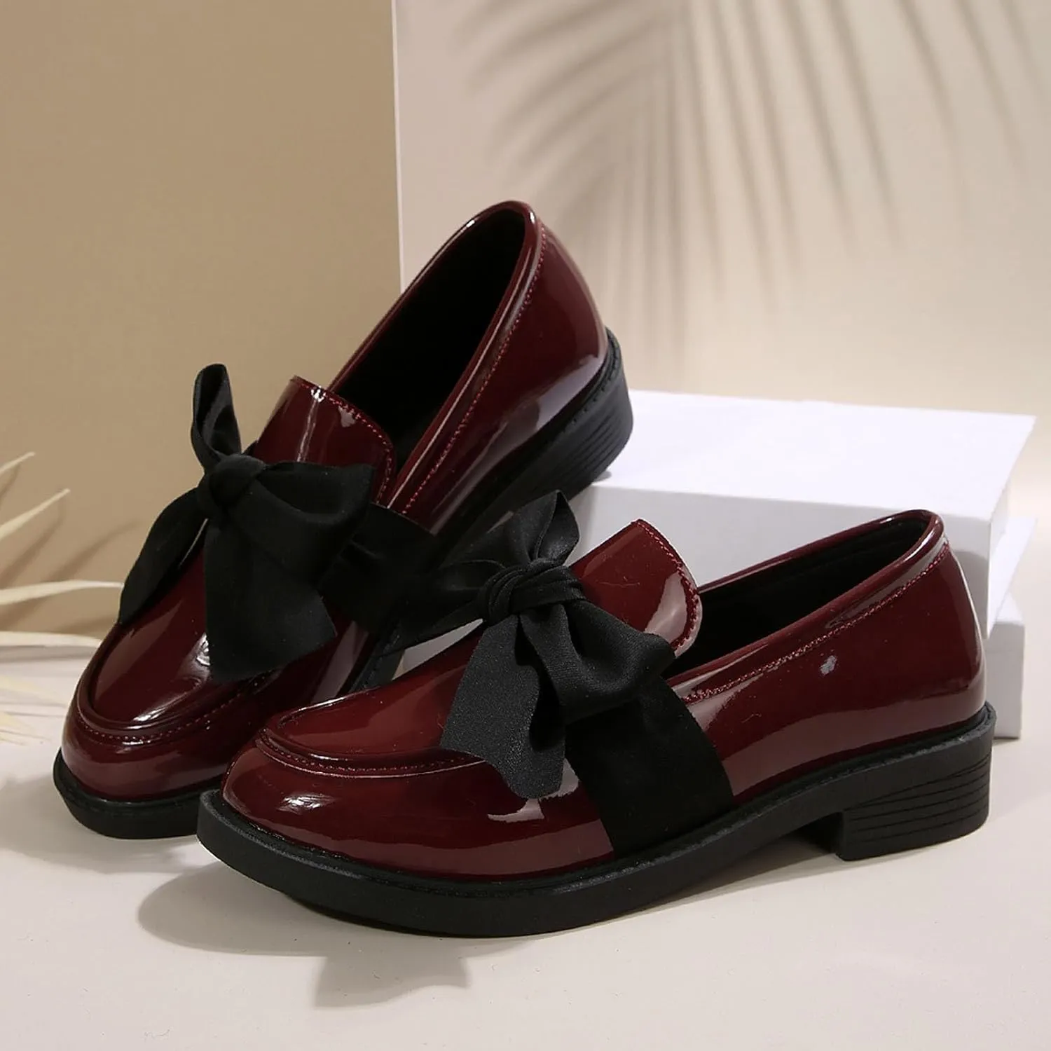 Women's Fashion Leather Bow Solid Color Casual Shoes Temperament A Slip On Shoes Casual Shoes Below 500