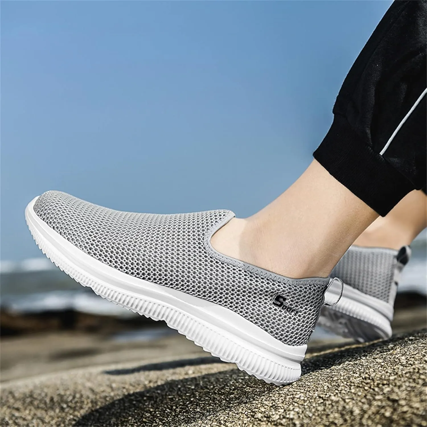 Women's Fashion Sneaker Mesh Slip On Black Non Slip Shoes for Women Comfortable Trail Running Shoes Women Loafer Slides White Women Sneakers
