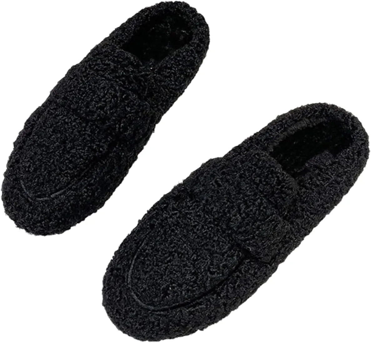 Women's Faux Fur Flat Round Toe Slip On Loafers Backless Anti-Slip Platform Slippers Casual Fur Mules Slides Shoes