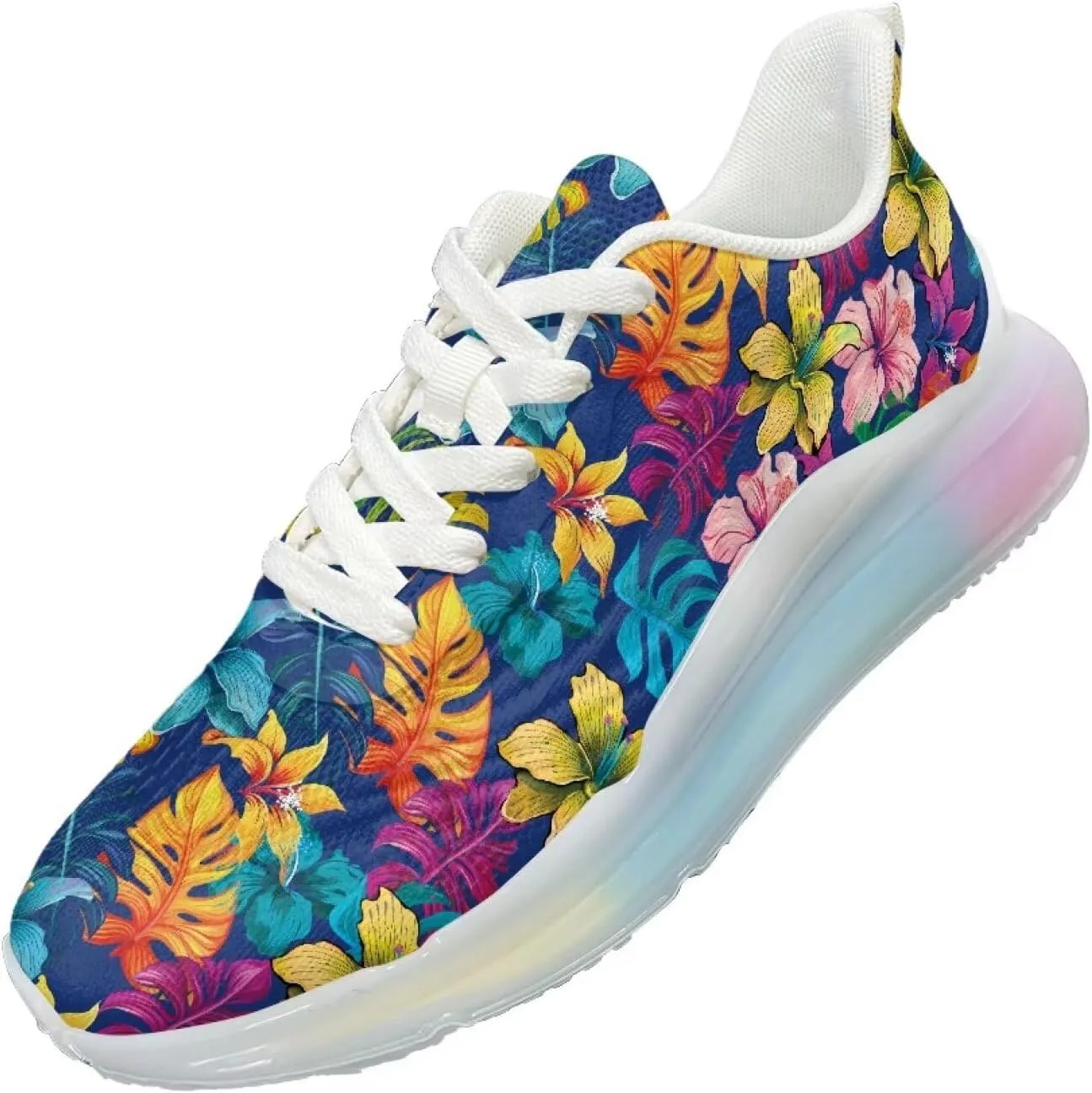 Women's Floral Print Sneaker Soft Lightweight Non Slip Tennis Sneaker Footwear Air Cushion Walking Shoes for Women US 6-11