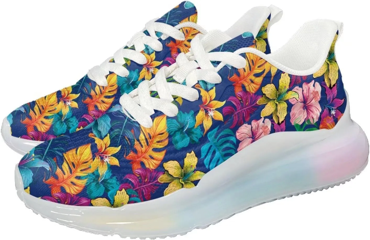 Women's Floral Print Sneaker Soft Lightweight Non Slip Tennis Sneaker Footwear Air Cushion Walking Shoes for Women US 6-11