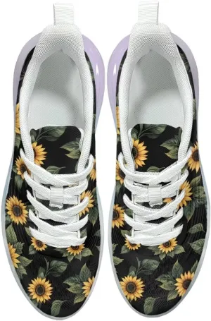 Women's Flower Sneakers Cozy Breathable Lightweight Non-Slip Air Cushion Outdoor Running Shoes for Women US 6-11