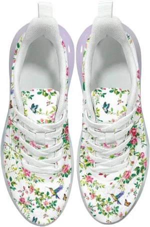 Women's Flower Sneakers Cozy Breathable Lightweight Non-Slip Air Cushion Outdoor Running Shoes for Women US 6-11