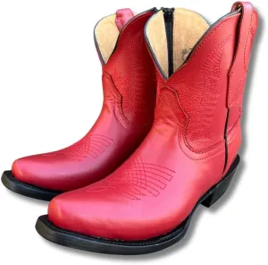 Women's Full Leather Snip & Square Toe Cowgirl Western Boots with Classic Luxury Leather Sole Bota con punta cuadrada para mujer