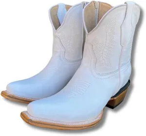 Women's Full Leather Snip & Square Toe Cowgirl Western Boots with Classic Luxury Leather Sole Bota con punta cuadrada para mujer