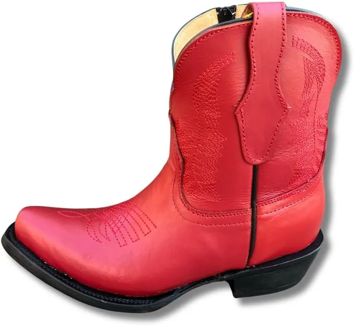 Women's Full Leather Snip & Square Toe Cowgirl Western Boots with Classic Luxury Leather Sole Bota con punta cuadrada para mujer