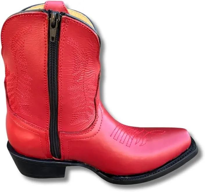 Women's Full Leather Snip & Square Toe Cowgirl Western Boots with Classic Luxury Leather Sole Bota con punta cuadrada para mujer