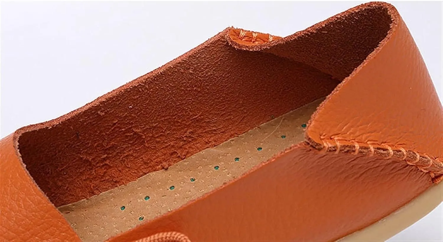 Women's Genuine Leather Lightweight Loafers Comfortable Slip On Tie-Bow Moccasins Wide Width Flats Shoes Breathable Anti Slip Beef Tendon Bottom Walking Boat Shoe