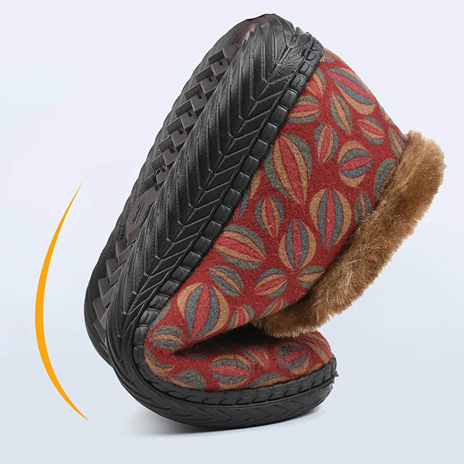 Womens Insulated Hiking Boots Deer Prints Flat Round Toe Lazy Suede Shoes Snow Boots Boots Womens