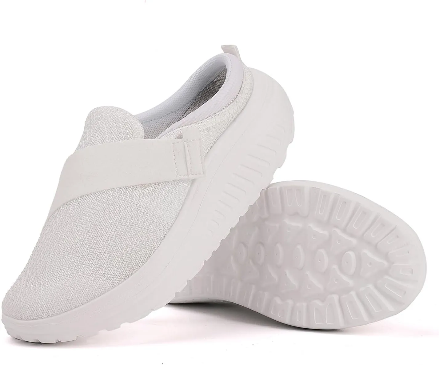 Women's Knitted Platform Mules with Arch-Support Breathable Slip On Orthopedic Diabetics Backless Sneakers Comfortable Non-Slip Walking Shoes