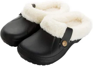 Womens Mens Clogs Fur Lined Clogs Winter Garden Clogs Mules Warm House Slippers Waterproof Anti-Slip Indoor Outdoor Slippers Size 4-11.5 US