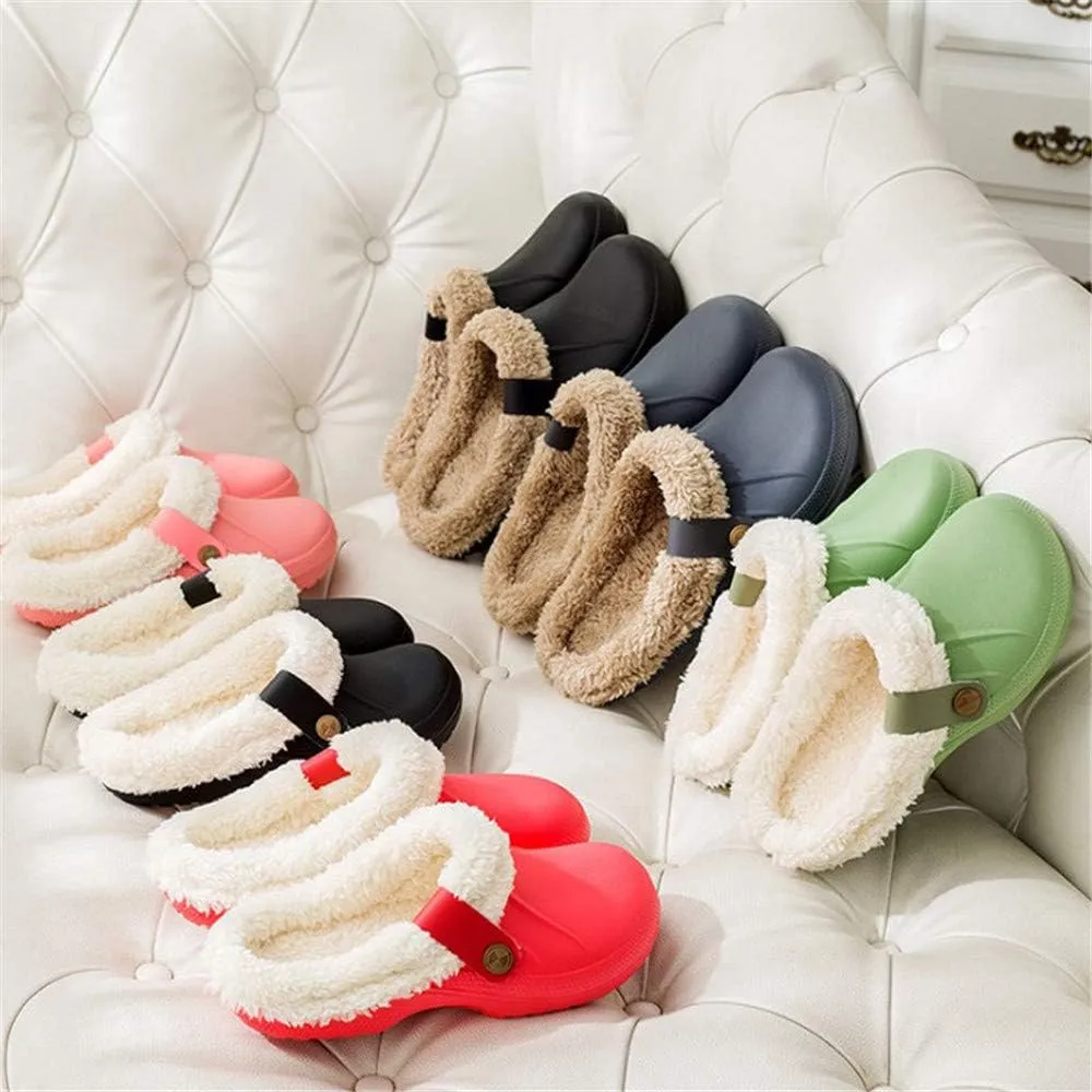 Womens Mens Clogs Fur Lined Clogs Winter Garden Clogs Mules Warm House Slippers Waterproof Anti-Slip Indoor Outdoor Slippers Size 4-11.5 US