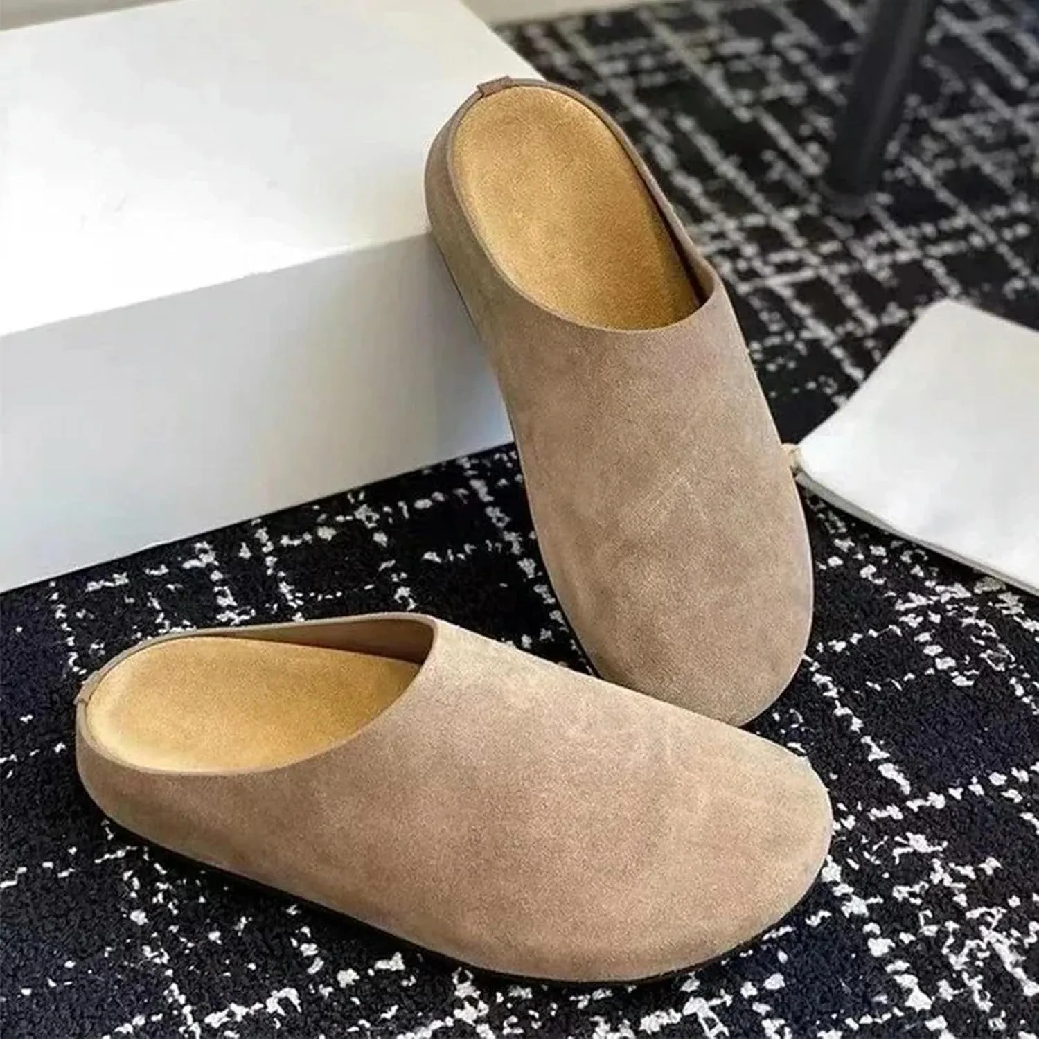 Women's Mule Sandals Women's Outdoor Flat Mules Suede Slingback Casual Comfort