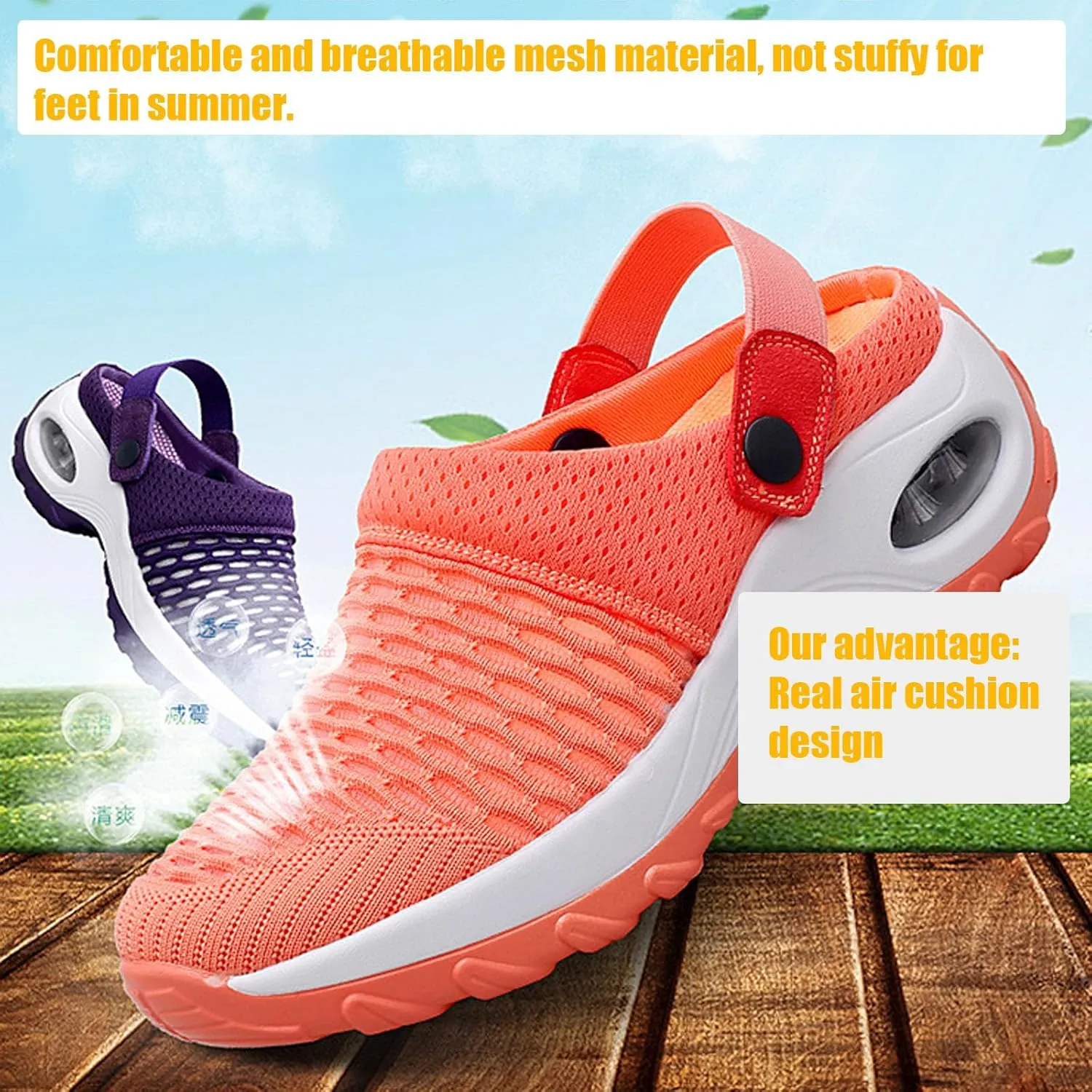 Women's Orthopedic Clogs with Air Cushion Support to Reduce Back and Knee Pressure, Walking Shoes Slippers Sandals