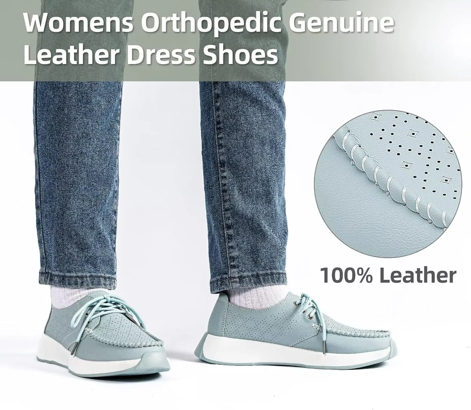Women's Orthopedic Leather Dress Walking Shoes: Casual Sneakers with Arch Support for Plantar Fasciitis, Comfortable Supportive Shoes with Orthotic Insoles for Foot and Heel Pain