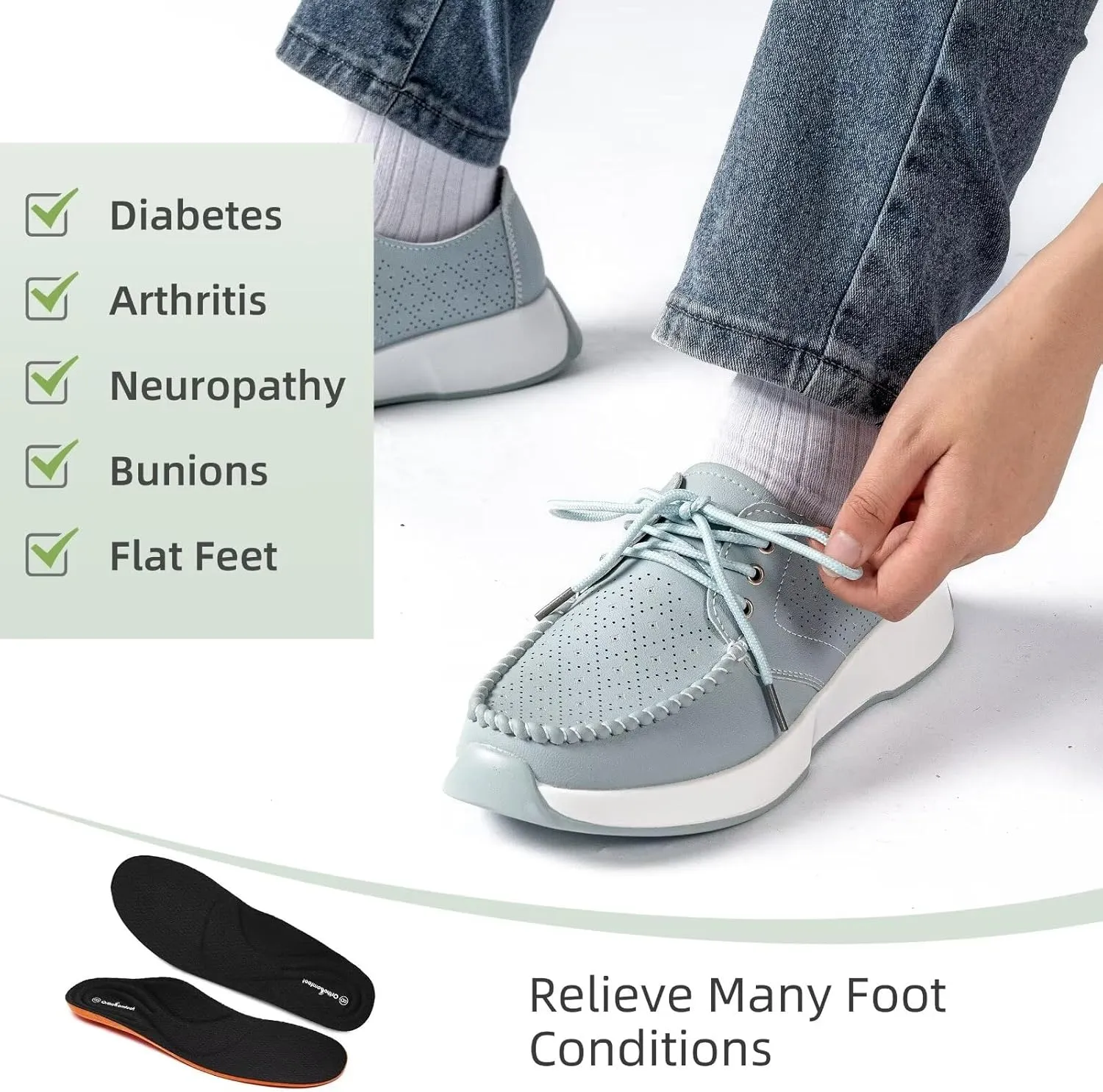 Women's Orthopedic Leather Dress Walking Shoes: Casual Sneakers with Arch Support for Plantar Fasciitis, Comfortable Supportive Shoes with Orthotic Insoles for Foot and Heel Pain