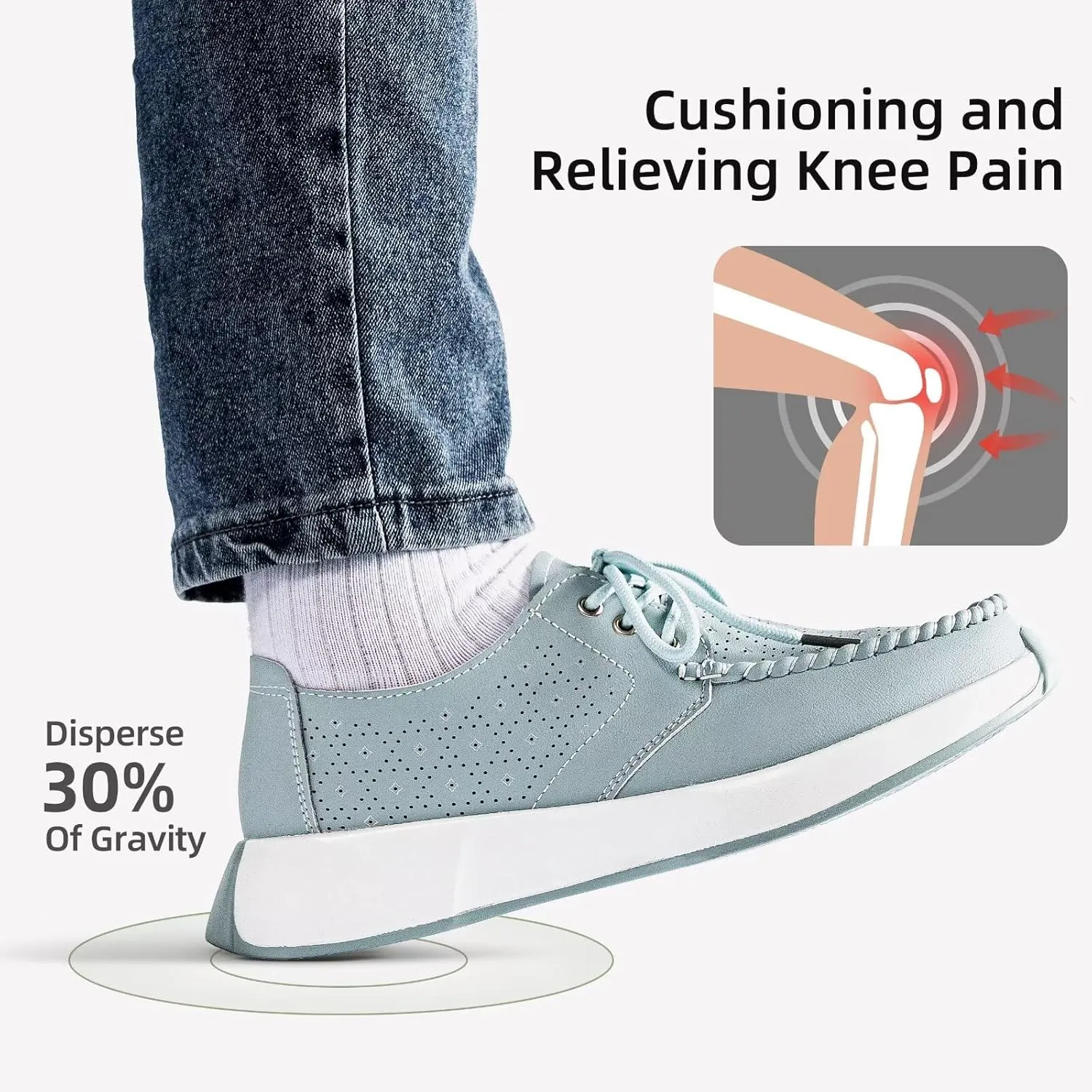 Women's Orthopedic Leather Dress Walking Shoes: Casual Sneakers with Arch Support for Plantar Fasciitis, Comfortable Supportive Shoes with Orthotic Insoles for Foot and Heel Pain