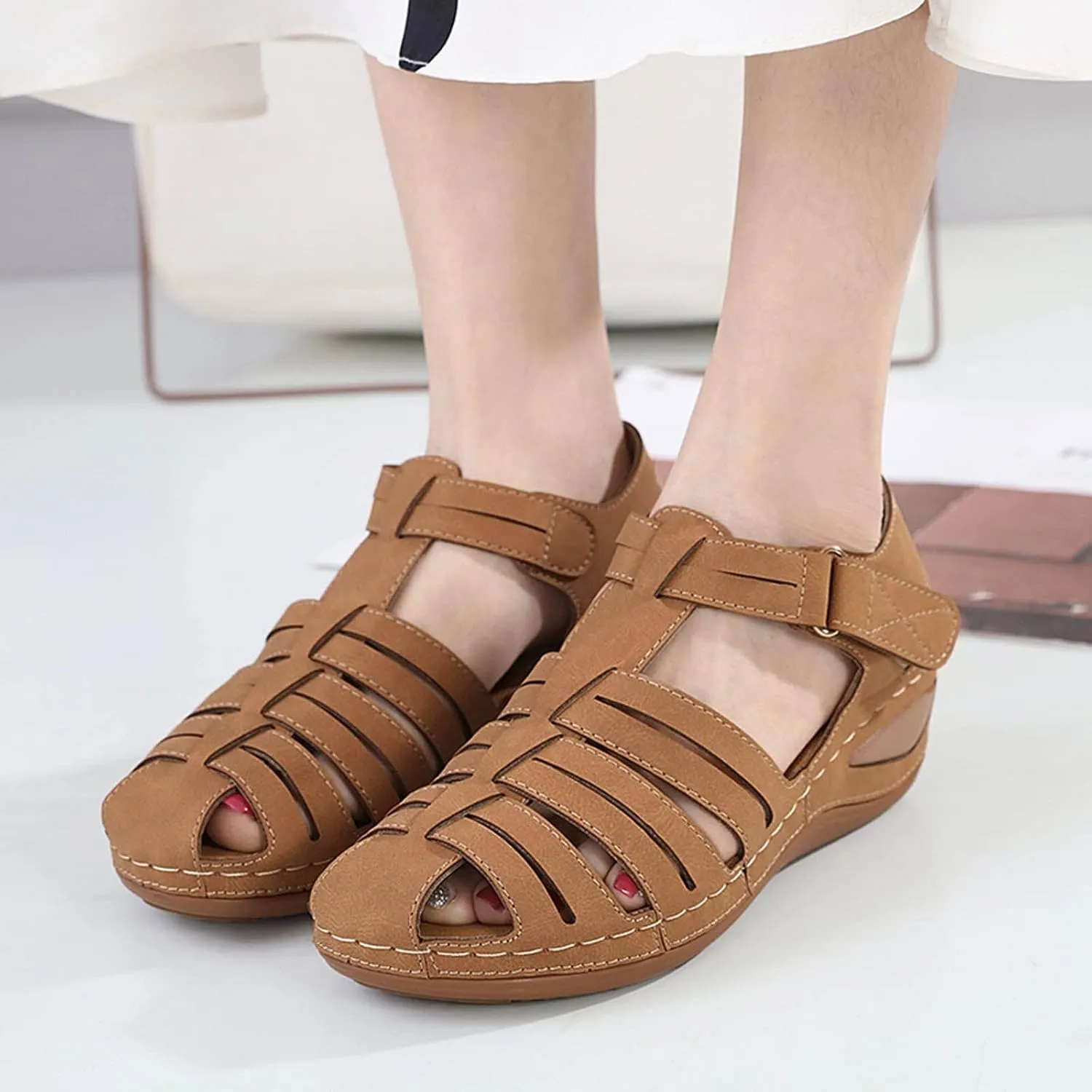 Womens Orthopedic Wedge Sandals Sandalias De Verano Para Mujer De Tacon Sandals for Women Dressy Casual Orthopaedic Shoes for Women Arch Support Orthopedic Shoes Wide Wide Foot Heels