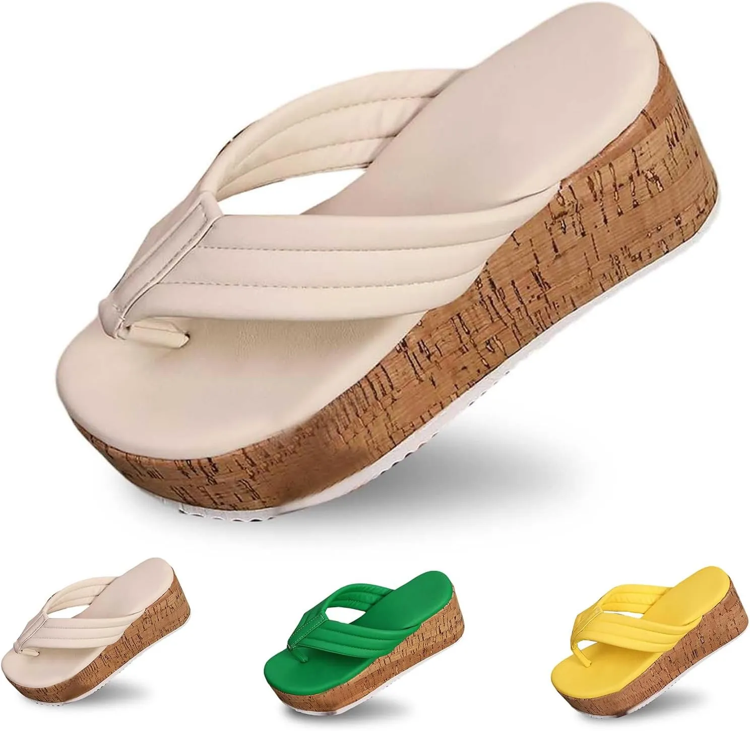 Women's Platform Flip Flop Heat High Heels Sandals Casual Comfortable Wedge Flip-Flops Comfort Walking Slip-on Beach Thong Slippers Summer Vacation Sandal with Arch Support