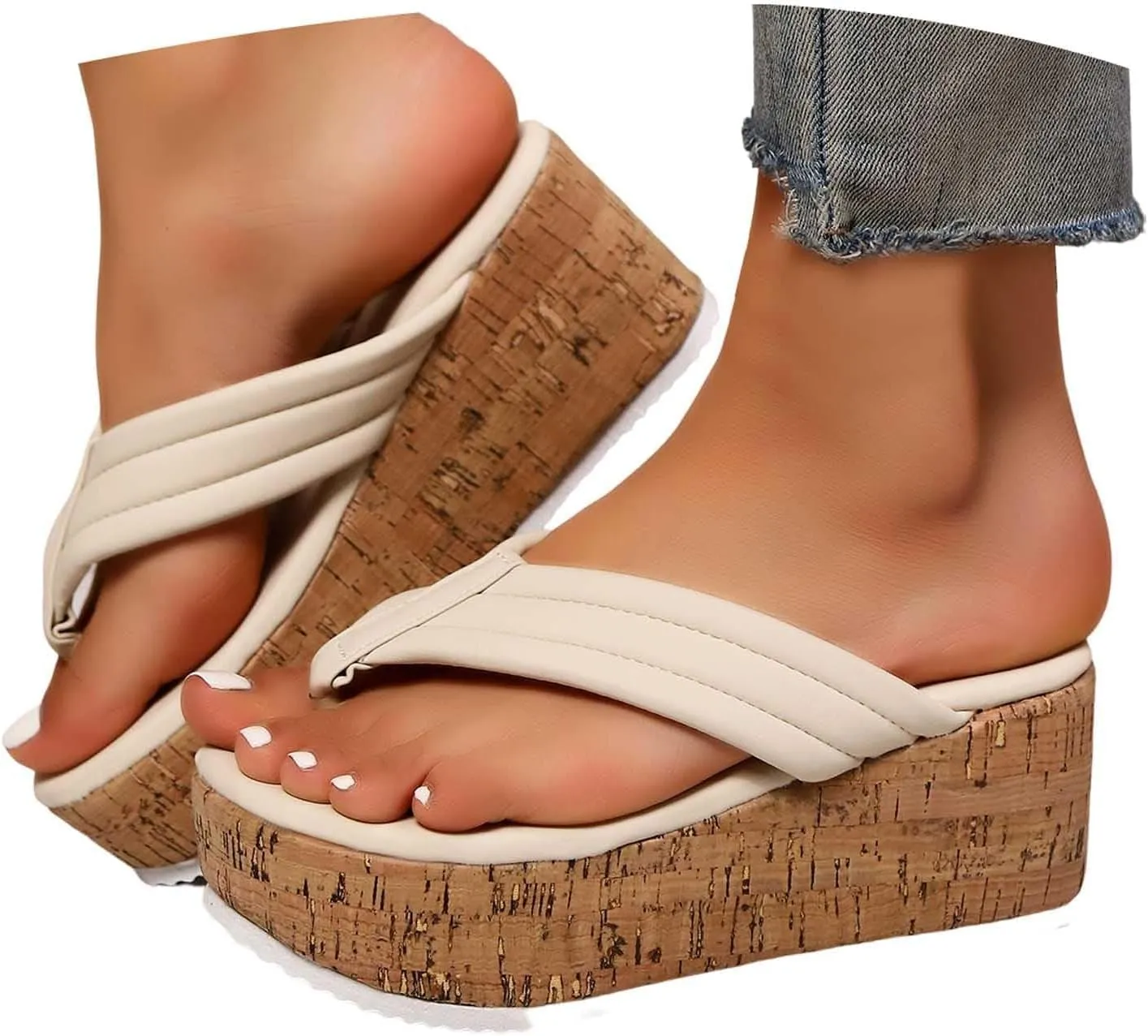 Women's Platform Flip Flop Heat High Heels Sandals Casual Comfortable Wedge Flip-Flops Comfort Walking Slip-on Beach Thong Slippers Summer Vacation Sandal with Arch Support