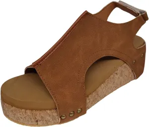 Women's Platform Wedge Sandals Dressy Espadrilles Wedges Low Heel Open Toe Sasndal Leather Buckle Ankle Strap Cork Sandal Comfortable Orthopedic Sandal Walking Strappy Slip On Shoes