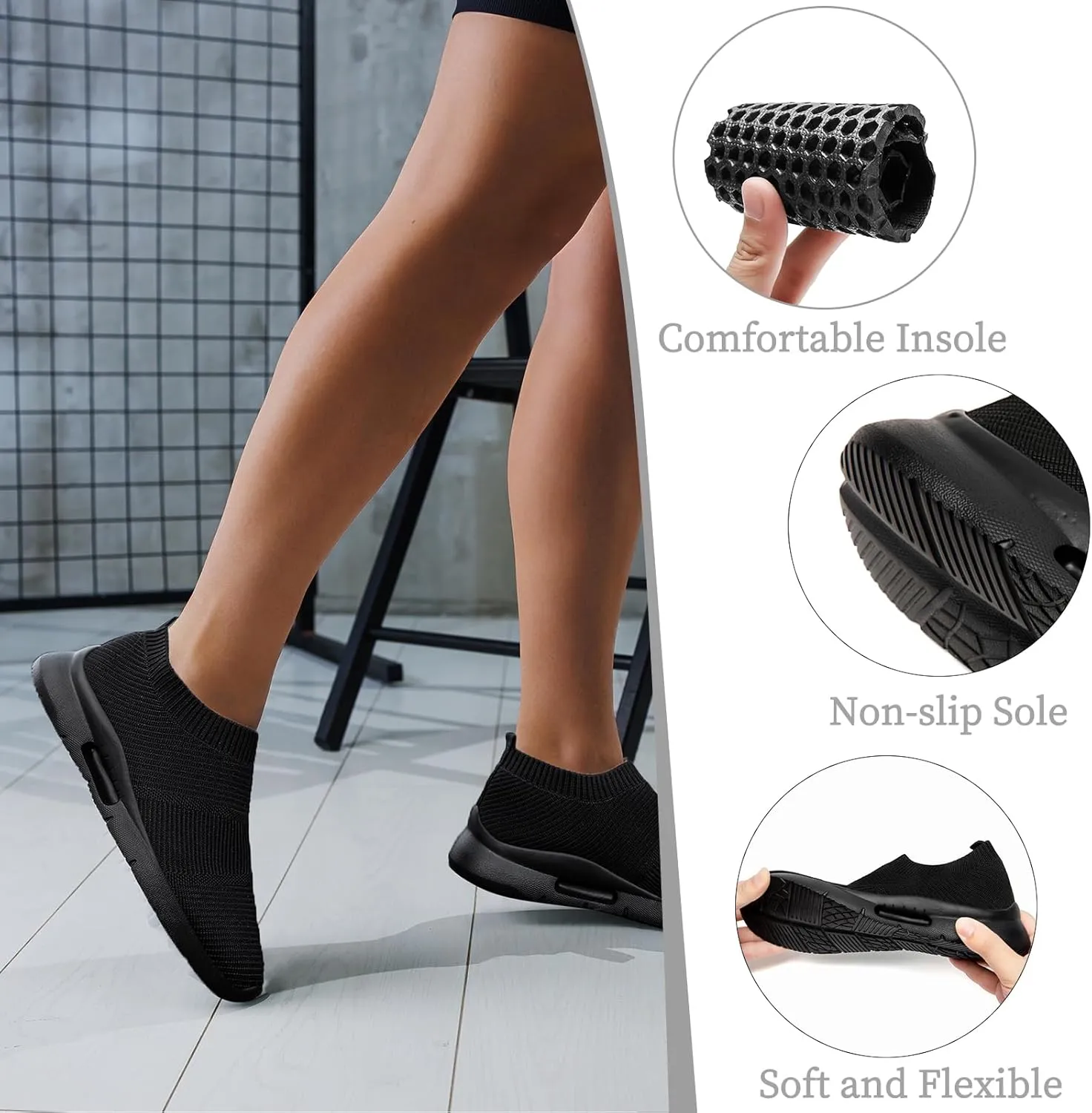 Womens Running Shoes Tennis Walking Gym Workout Athletic Slip on Fashion Sneakers Breathable Lightweight Sport Jogging Hiking Casual Shoe